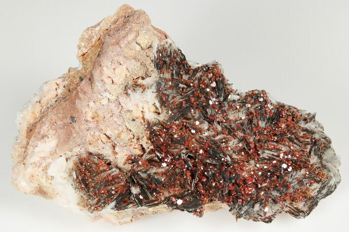 Ruby Red Vanadinite Crystals on Black/White Barite - Morocco #196347